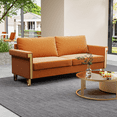 thumbnail image 5 of 76.34in Wide Modern Orange Velvet Sofa Stylish Living Room Furniture with Gold Metal Legs and Deep Cushions for Maximum Comfort, 5 of 8