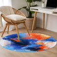 thumbnail image 4 of Round Rugs 4Ft, Orange Blue Round Area Rug Washable Indoor Throw Carpet, Modern Abstract Oil Painted Aesthetics Soft Non Slip Circle Rug for Kitchen Nursery Room Home Decor Aesthetic, 4 of 8