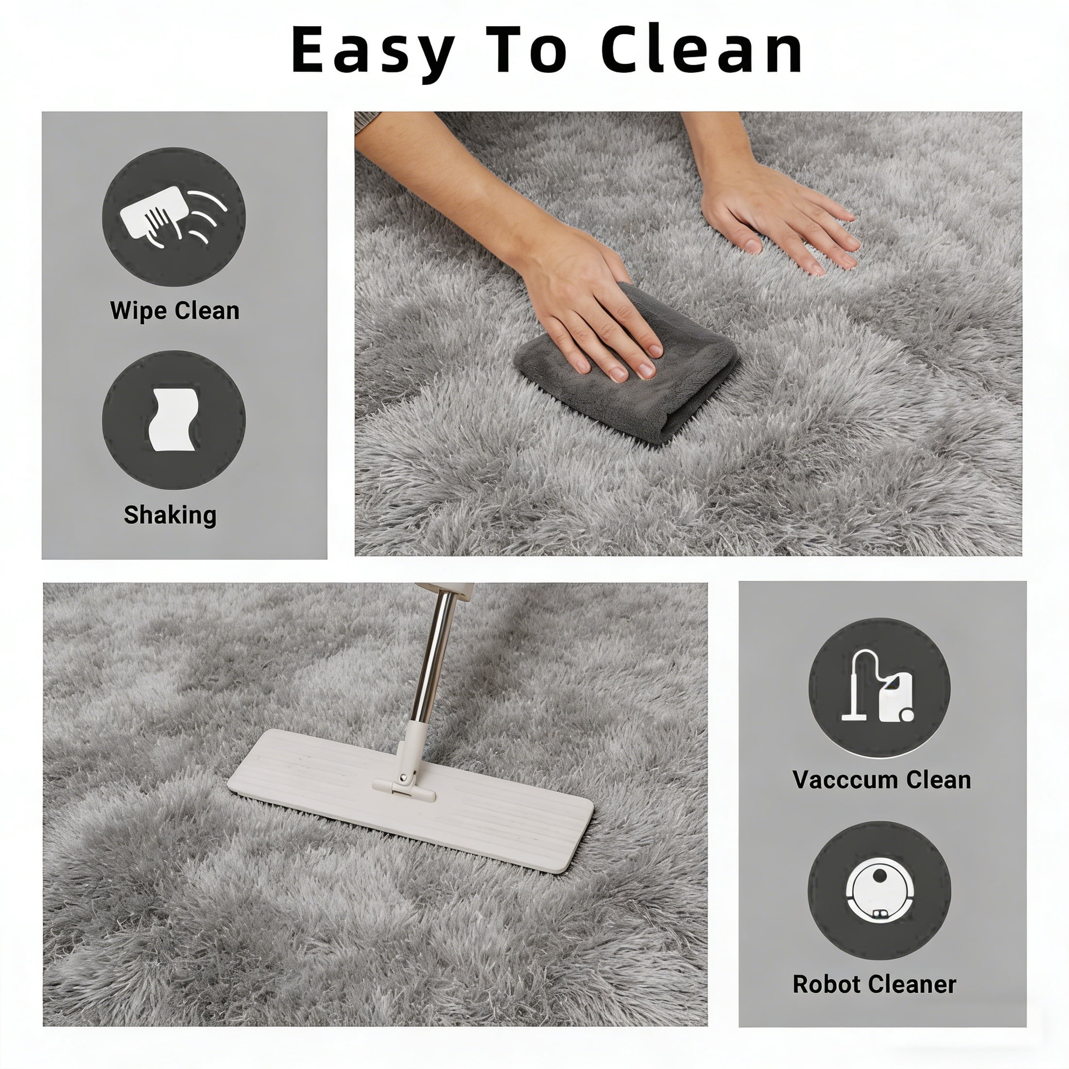 Area Rugs for Living Room Bedroom, 4'x6' Soft Fluffy Shag Indoor Floor Carpet for Living Room Bedroom Dining Room Office Home Decor, Dark Gray