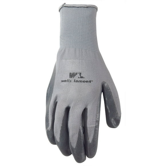 Guantes de trabajo Wells Lamont con revestimiento de nitrilo gris para hombre, L, paquete de 3
