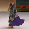thumbnail image 2 of USSUMA Summer Dresses for Women Casual Floral Print Vintage Tank Flowy Long Maxi Beach Party Sundresses Short Sleeve Plus Dresses V Neck Sun Dress Wedding Guest, 2 of 7