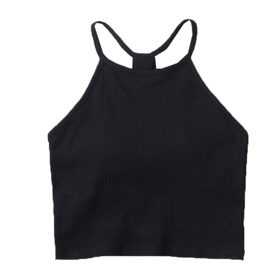 CHUMUD Women's Tank Tops Cotton Sleeveless Crew Neck Crop Top with Built in Bra Racerback Casual Trendy Outfits