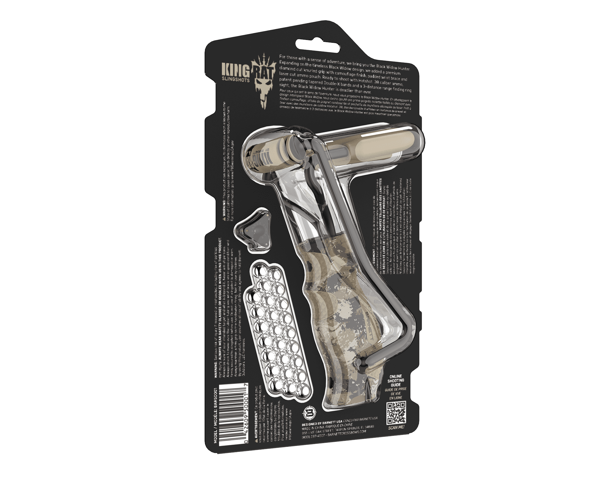 Barnett King Rat Black Widow Hunter Slingshot with Premium