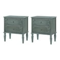 thumbnail image 7 of 27"Tall 2 pcs Farmhouse Wooden 2-drawer End Table with Charging Station Round Ring Pulls End Table ﻿ Blue, 7 of 7