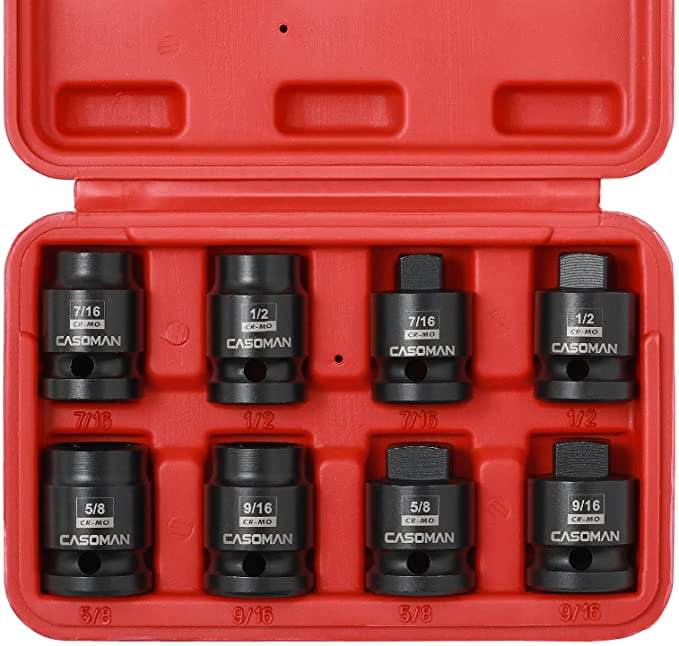 CASOMAN 8PCS 1/2Inch Drive Pipe Plug Socket Set, CrMo, SAE, Male