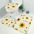 thumbnail image 2 of Yellow Small Flower Sunflower Pattern Bathroom Rugs Sets 3 Piece,Toilet Cover Set,Absorbent Non Slip Bathroom Mats Sets with U-Shaped Contour Rug Toilet Rug Set, 2 of 5