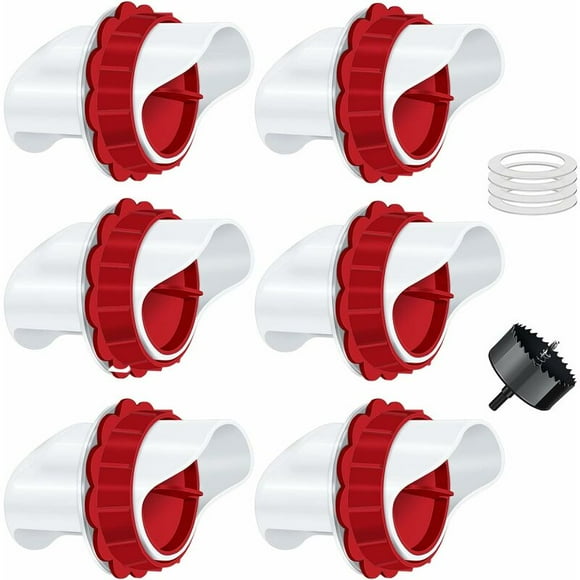 6 Pcs Chicken Feeder, Automatic Chicken Feeder, Ports DIY Poultry Feeder Gravity Kit for Buckets Barrels Bins