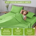 thumbnail image 6 of Lux Decor Collection Rayon from Bamboo Blend Sheets Set King - 4 Piece Cooling Bed Sheets Set, Sage, 6 of 9