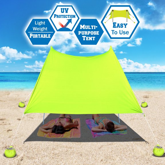 Sunny 7'X7' Beach Tent with Sand Anchor Sunshade Shelter Portable Canopy UV protected-Green