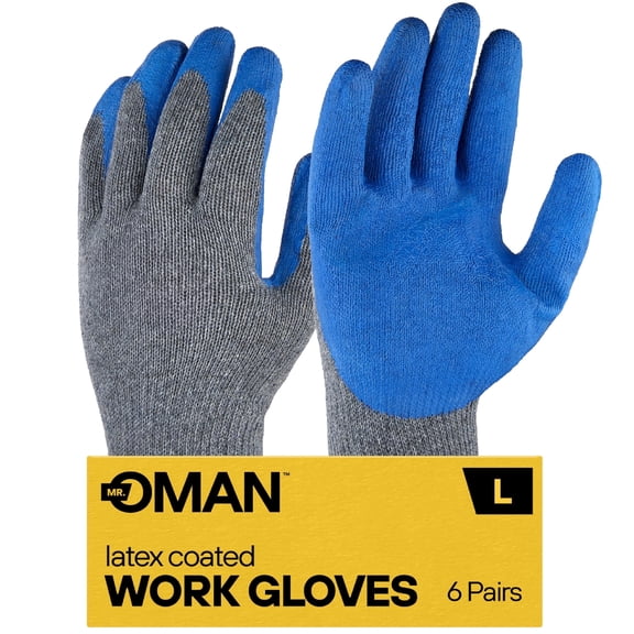 Large 120 Pairs, Blue Latex Coated, Gardening Gloves, Work Gloves, Double dipped, Textured Grip Gloves for Men/Women