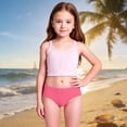 thumbnail image 2 of XinghaiYIDE Girls UPF 50+ Two-Piece Rash Guard Swimsuit,Kids Swim Shorts,Sun Protection Sport Bathing Suit for Toddlers & Kids,Sizes 90-140 A-Pink3, 2 of 9