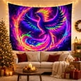 thumbnail image 3 of Psychedelic Phoenix in Cosmic Ring, Dramatic Fantasy for Dark Art Lovers, Mystical Wall Decor, Halloween Gift, Tapestry Wall Hanging for Bedroom and Living Room, 3 of 7