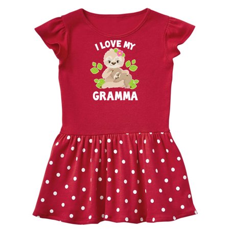 

Inktastic Cute Sloth I Love My Gramma with Green Leaves Gift Toddler Girl Dress