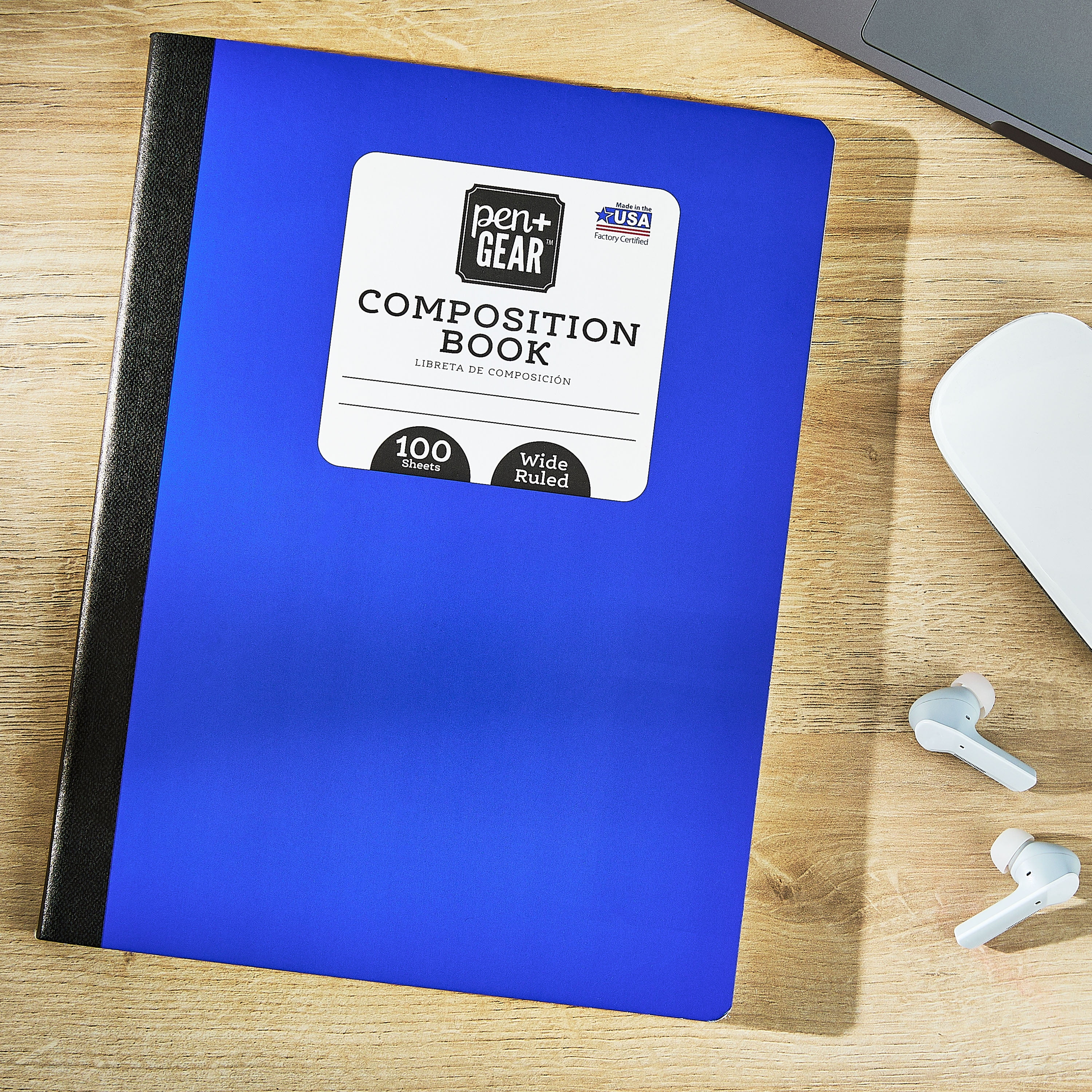Pen+Gear Wide Ruled Composition Book, 7.5" x 9.75", Blue, 100 Sheets