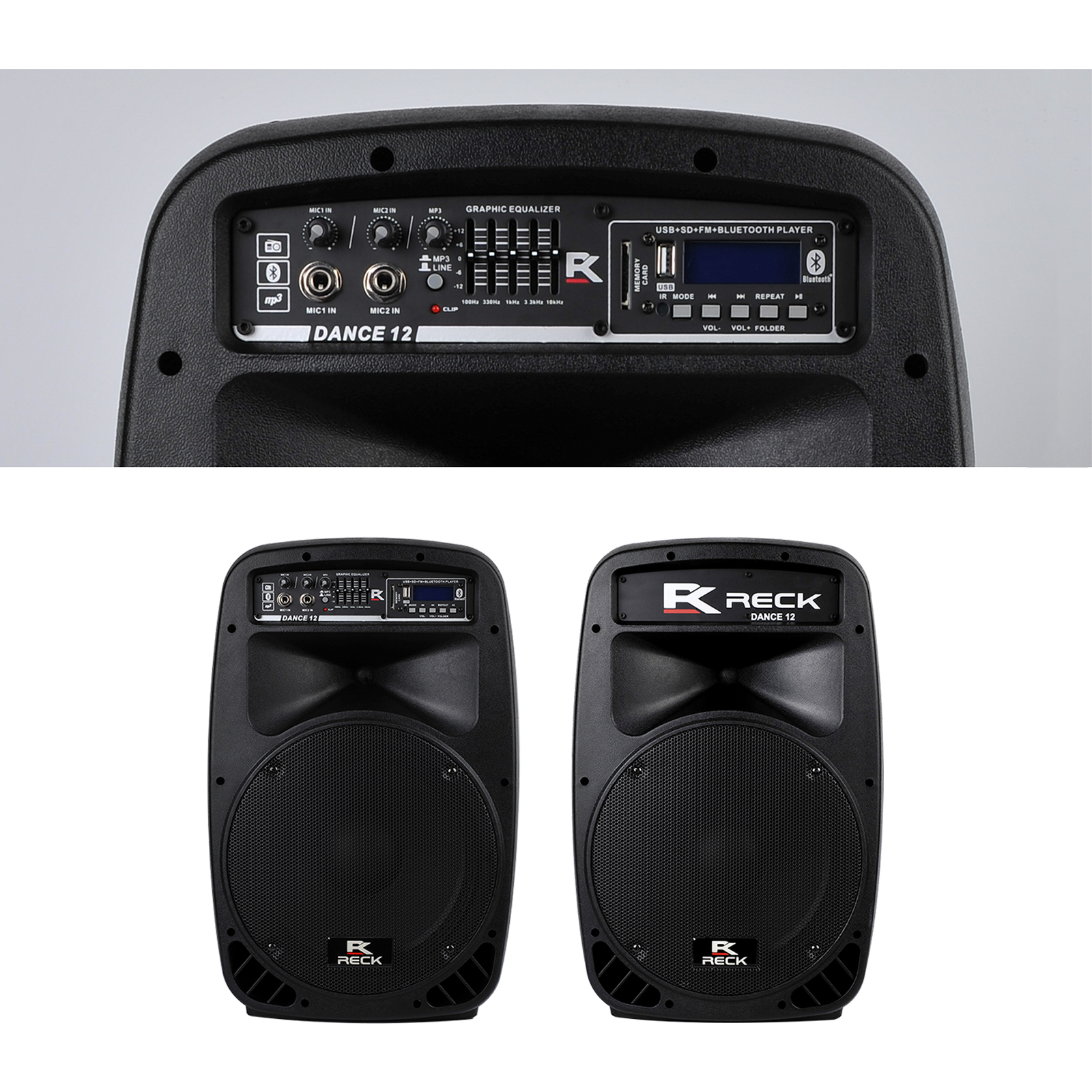 12-Inch 1000W P.M.P.O. Powered PA Speaker System with Bluetooth, USB, SD, FM, Dual Woofers, Remote Control & Adjustable Stand – Ideal for DJ, Live Sound & Events