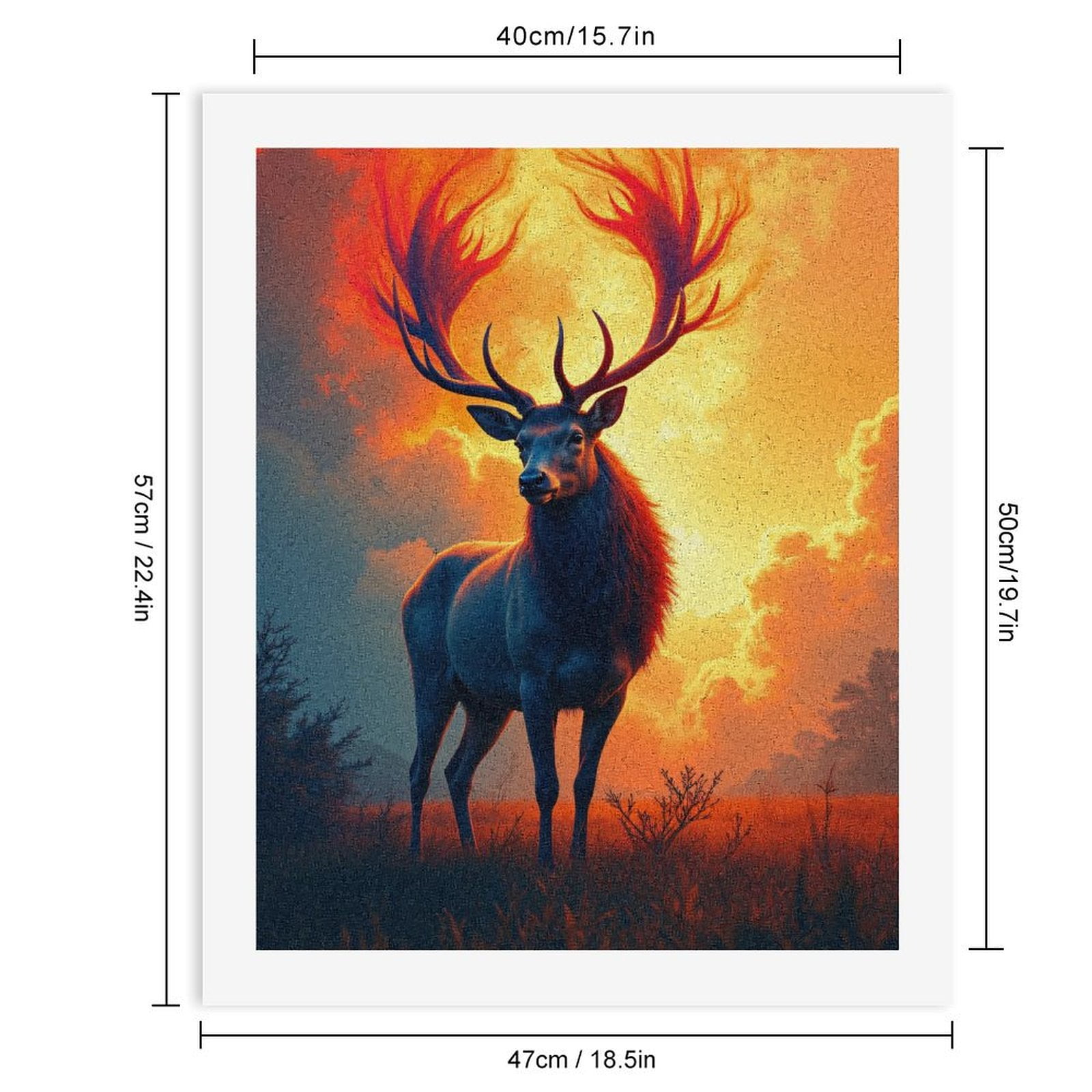 Paint By Numbers Kit for Adults Beginner - Majestic Deer Fiery Sunset Scene DIY Canvas Painting Kits for Adults, Frameless Paint By Number for Adults for Home Wall Decor 16x20 Inch
