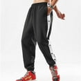 thumbnail image 3 of Qarigey Pantalones holgados deportivos con botones para hombre, pantalones de chándal de apertura completa con empalme informal para Prendas para la parte inferior del cuerpo Negro/M, 3 of 6