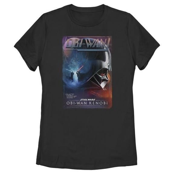 Women's Star Wars: Obi-Wan Kenobi Darth Vader vs Kenobi Vintage VHS Cassette Graphic Tee Black 2X Large