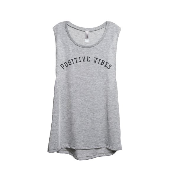 Thread Tank Positive Vibes Women's Sleeveless Muscle Tank Top Sport Grey Small