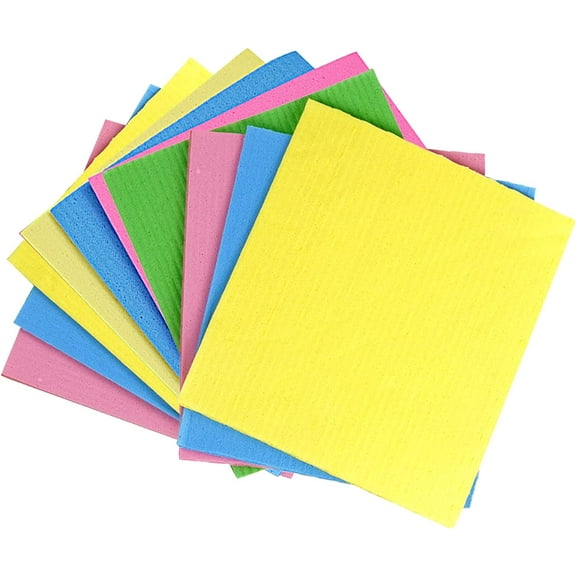 10 Pack Swedish Cellulose Sponge Dish Cloths - Reusable Cleaning Cloths for Kitchen