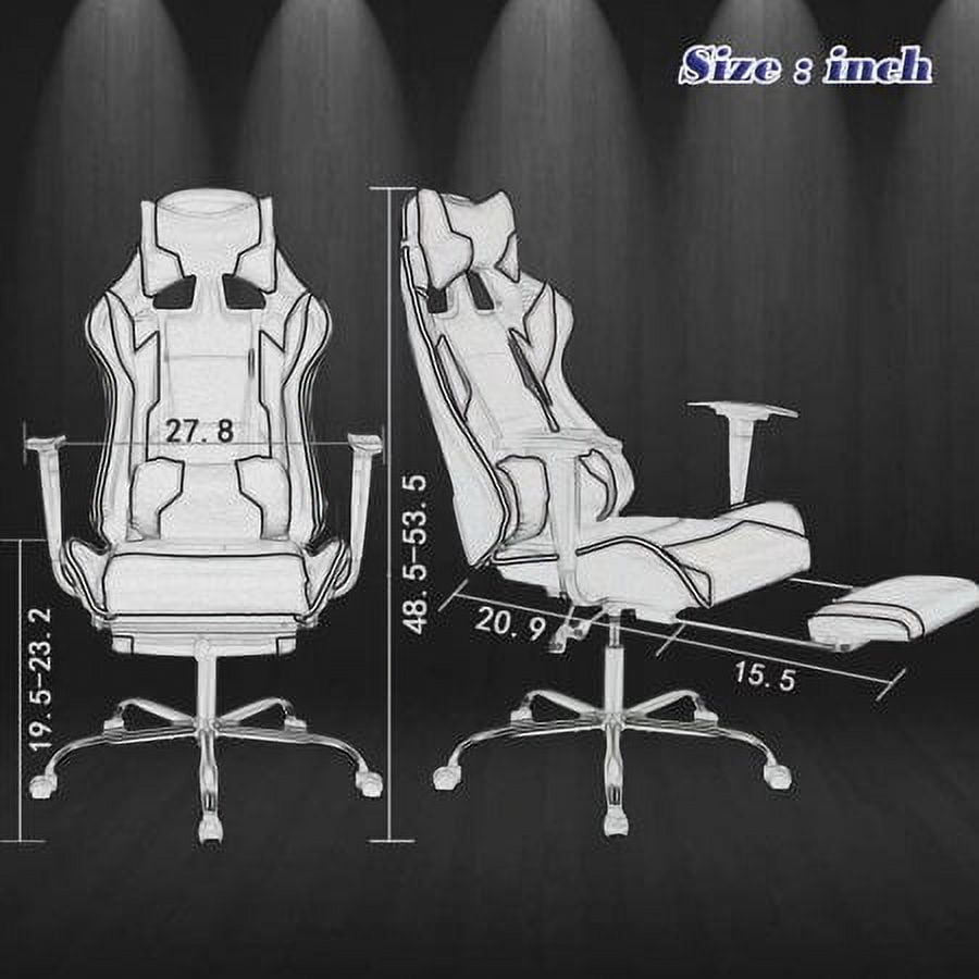BestOffice Racing Style Gaming Chair with Adjustable Pillows and Footrest for Adult Gamers(Blue)