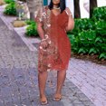thumbnail image 4 of asddcavvf Robes pour Femmes Grande Taille Imprimé Floral Col en V Confortable Robe Ample Courte Sle, 4 of 6
