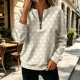 thumbnail image 2 of Women's Polka Dot Quarter Zip Sweatshirt Long Sleeve Casual Pullover Top for Fall Soft Relaxed Fit Sweatshirt, 2 of 6