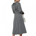 thumbnail image 2 of Robe à Col Roulé, Manches Longues Bouffantes, Taille à Nouer, Imprimé Léopard, Décontractée et Fluide, Robe Maxi de Soirée pour Femmes, 2 of 9
