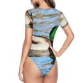 thumbnail image 4 of Balery Mallard Duck Swimming In A River Women's Short Sleevee Crew Neck Bodysuit Tops Short Sleeve Tops Basic-, 4 of 9