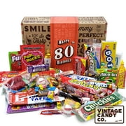 VINTAGE CANDY CO. 80TH BIRTHDAY RETRO CANDY GIFT BOX - 1941 Decade Nostalgic Childhood Candies - Fun Gag Gift Basket for Milestone EIGHTIETH Birthday - PERFECT For Man Or Woman Turning 80 Years Old