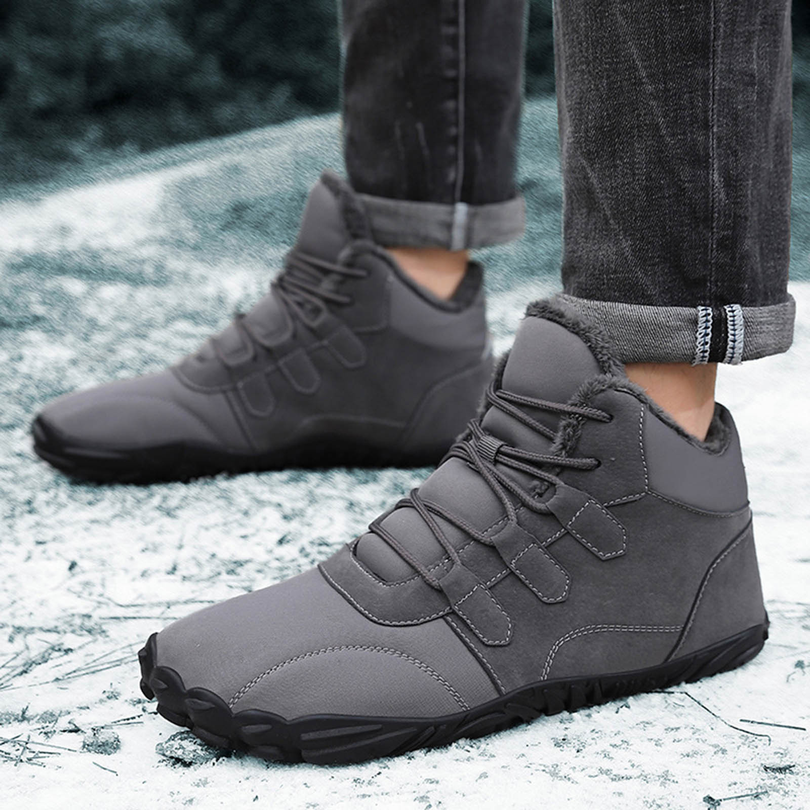 Bottes De Neige Homme Chaudes Et Imperméables - Bottes D'Hiver Montantes Antidérapantes, Doublure Chaude, Sans Lacets