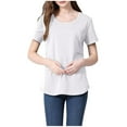 thumbnail image 5 of Ohufall Women's Cotton Maternity T Shirts Plus Size Pregnancy Clothes Summer Solid Color Short Sleeve Nursing Tops Loose Fit Casual Breastfeeding Tees, 5 of 6