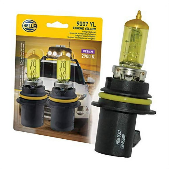 HELLA 9007 YL Twin Blister Xtreme Yellow Bulb (12V 65/55W), 2 Pack