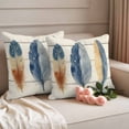 thumbnail image 2 of Watercolor Feather Outdoor Waterproof Pillow Covers, Vintage Country Wooden Grain Art Decorative Square Throw Pillowcase Sofa Cushion Sham for Patio/Couch/Chair, 20"x20" 2 Pack, 2 of 8