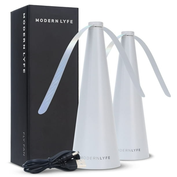 Abanicos para moscas para mesas - Funciona con pilas USB o AA - Matamoscas para cenar al aire libre o comida en fiestas, restaurantes, mesa al aire libre, girador de moscas, mantiene alejadas a las mo