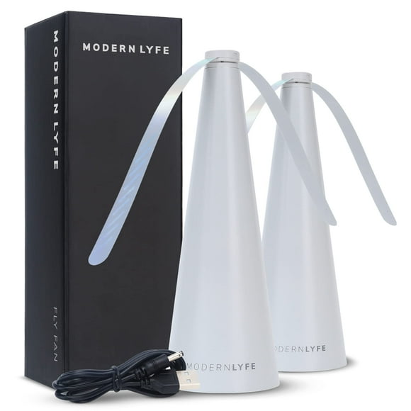 Abanicos para moscas para mesas - Funciona con pilas USB o AA - Matamoscas para cenar al aire libre o comida en fiestas, restaurantes, mesa al aire libre, girador de moscas, mantiene alejadas a las mo