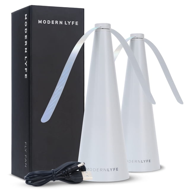 Abanicos para moscas para mesas - Funciona con pilas USB o AA - Matamoscas para cenar al aire libre o comida en fiestas, restaurantes, mesa al aire libre, girador de moscas, mantiene alejadas a las mo