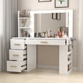 thumbnail image 2 of Craftian Makeup Vanity with 3 Color Lights & 3 Storage Shelves,  Modern Vanity Makeup Desk with 4 Drawers & USB Charging Station, Vanity Table for Bedroom, White, 2 of 8