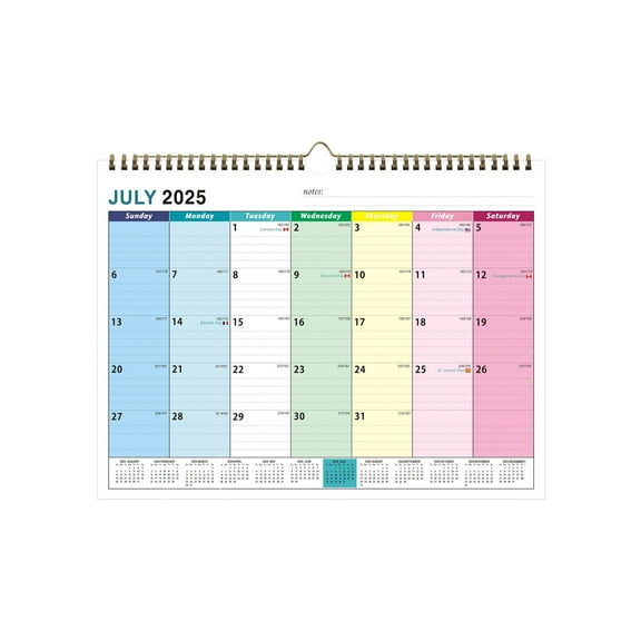 Zhourta 2025-2026 Planner Wall Calendar with Writing Space 18 Month From July 2025 Through December 2026 Large Note Sections Premium Thick Paper Hanging Organizer for Office and Home