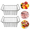 thumbnail image 4 of 2 Pcs Freezer Wire Storage Basket PE Coated Metal Hanging Rack Freezer Storage Organizer Bin for Fridge Shelf Cabinets Pantry Closets (L 42.5cm X W 24.5cm X H 20cm), 4 of 9