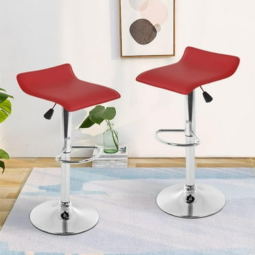 Dkelincs Adjustable Modern Bar Stools Set of 2 Armless Hydraulic Counter Height Swivel Stool for Kitchen (Red)