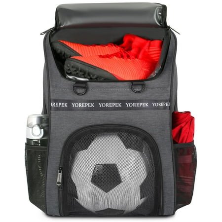 YOREPEK Soccer Bag, Soccer Backpack with Ball Compartment for Men and Women Fit Basketball Volleyball, Large Capacity Sports Equipment Bags Gift to School Gym Outdoor Camping, Black C21