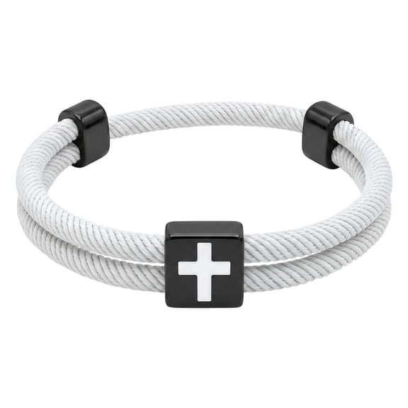 Christian Cross Rope Bracelet, Pendant Charm Bracelet with Cross Motif, Minimalist Cord Bracelet Unisex, Everyday Wear Gift Idea for Him Her