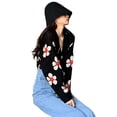 thumbnail image 3 of Women's Y2K Floral Print Sweater V Neck Long Sleeve Cardigan Knitwear Sweater Open Front Button Down Sweet Coat Tops, 3 of 6