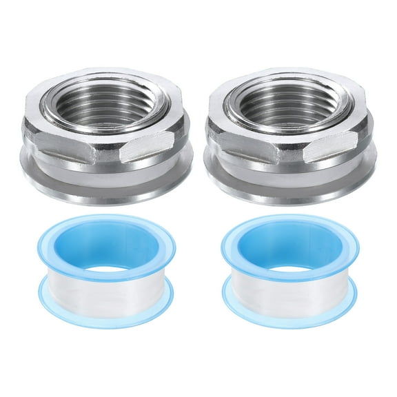 2Pcs Bulkhead Fitting 1/2" Female 304 Stainless Steel Water Tank Connector Water Tank Adapter