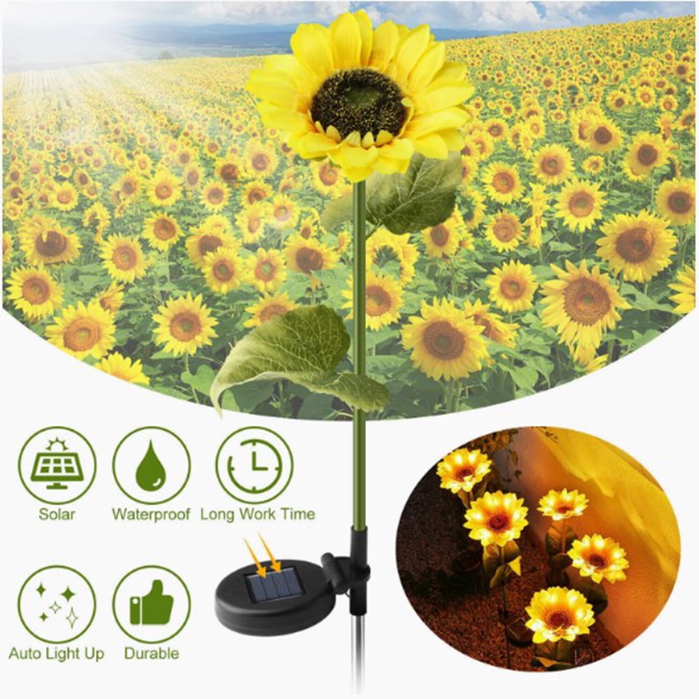 Furvclv Led Solar Sunflower Lights Ip65 Waterproof Outdoor Landscape ...
