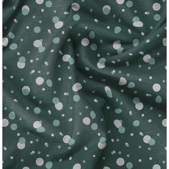 Soimoi Pure Silk Green Fabric - By the Yard - 42 Inch Wide - Polka Dots Print Fabric - Inspired Elegance for Apparel and Decor Printed Fabric