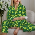 thumbnail image 6 of Honeii Tennis Balls print Women's Pajama Sets Long Sleeve Button Down Sleepwear Nightwear Soft Pjs Lounge Sets-Medium, 6 of 7
