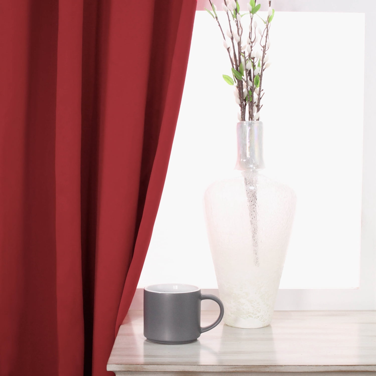 Superior Solid Blackout Curtain Set of 8, 52" x 63", Sangria