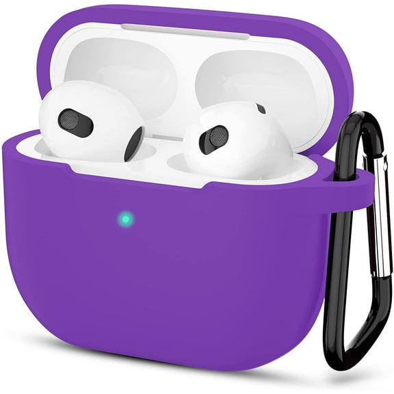 AirPods 3 Case, Protective Silicone Cover for AirPods 3rd Generation Case 2021, Wireless Charging - Purple